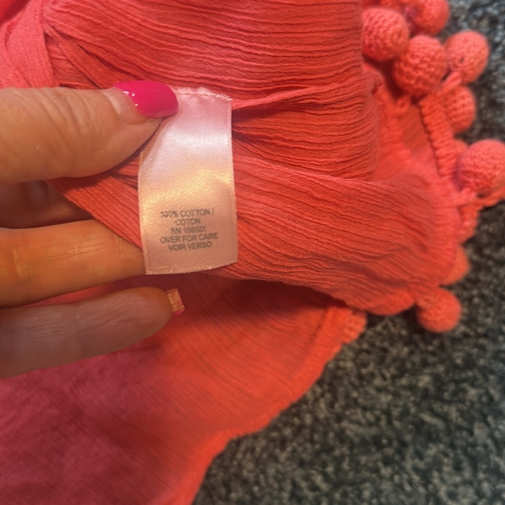 Calypso St Barth Coral Pom-Pom Tiered Skirt Large cotton $395 - Picture 9 of 11